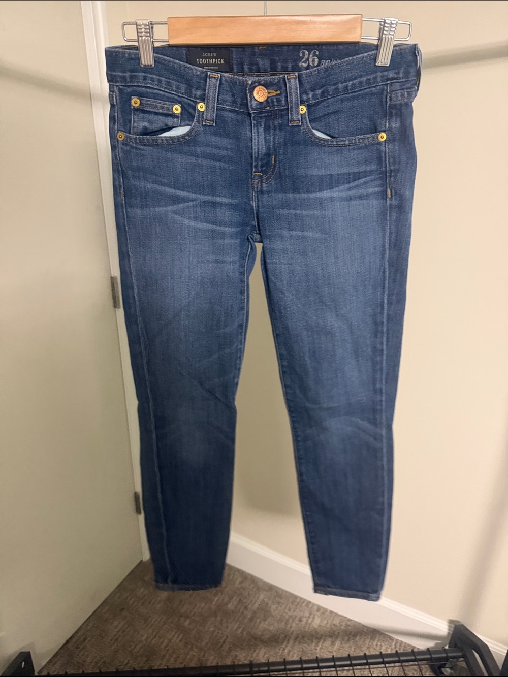 J. Crew Toothpick Skinny Jeans in Dark Blue Wash